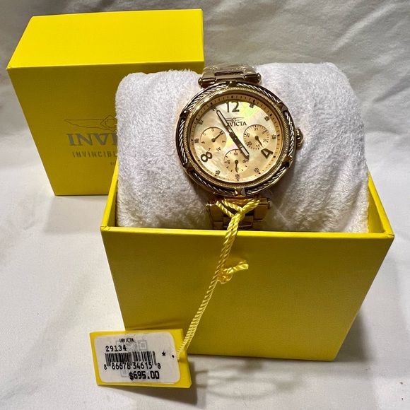 NWT Gold Invicta Watch with Mother of Pearl Face - Picture 4 of 7